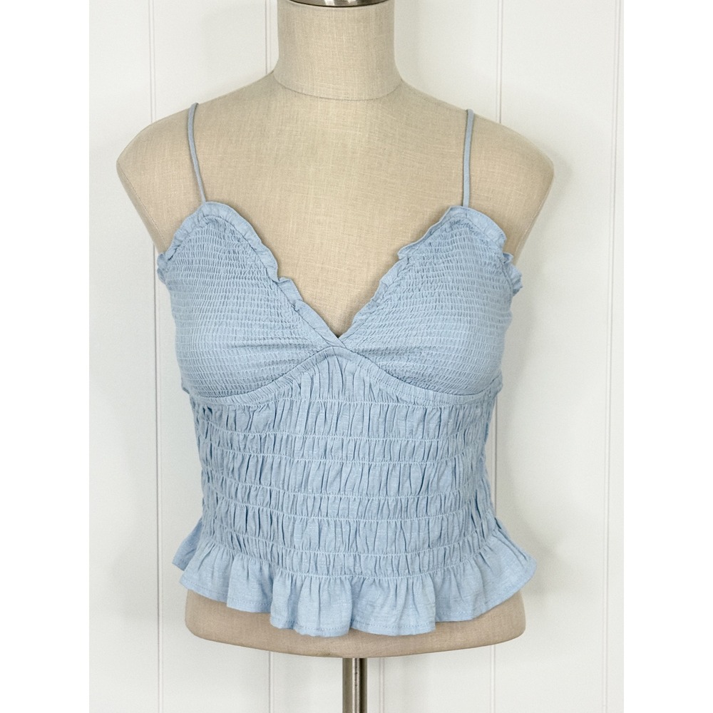 Self Esteem Smocked Peplum Cami Top NWT Juniors XL Baby Blue Boho Cottagecore
